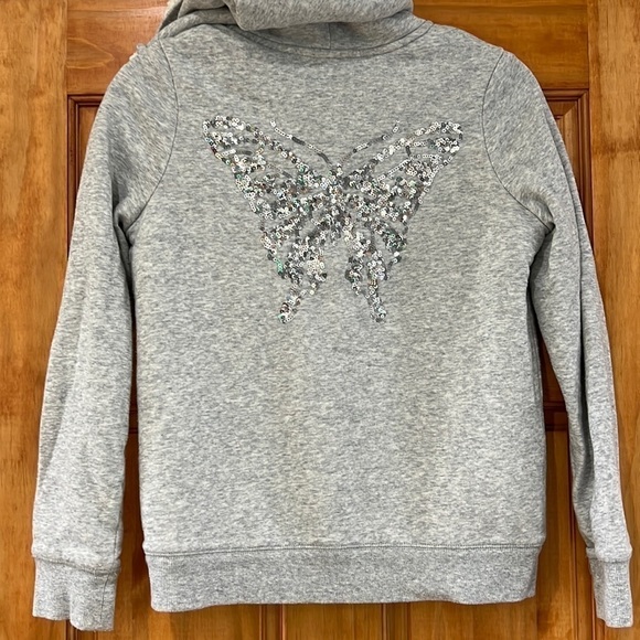 The Children’s Place Gray Sherpa Sequined Butterfly Sweatshirt - Picture 2 of 3